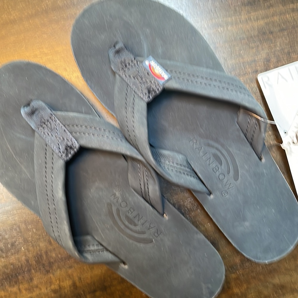 Rainbow sandals wide leather flip flops- color is Navy - Picture 2 of 10